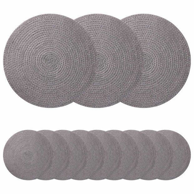 Jute placematten 12 st Grijs 100% Tossa Jute 1