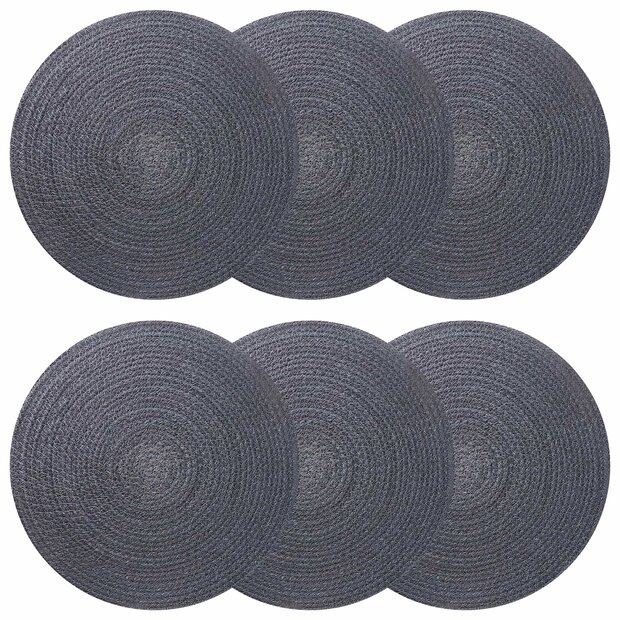 Jute placematten 6 st Donkergrijs 100% Tossa Jute 1