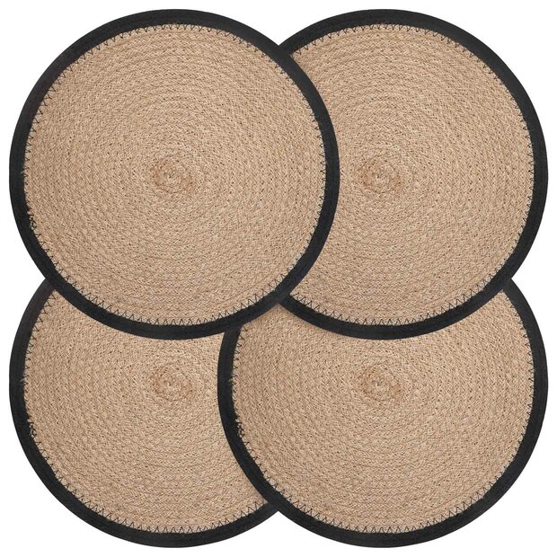 Jute placematten 4 st Naturel en Zwart 100% Tossa Jute 1