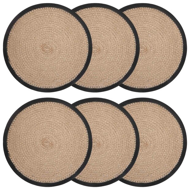 Jute placematten 6 st Naturel en Zwart 100% Tossa Jute 1