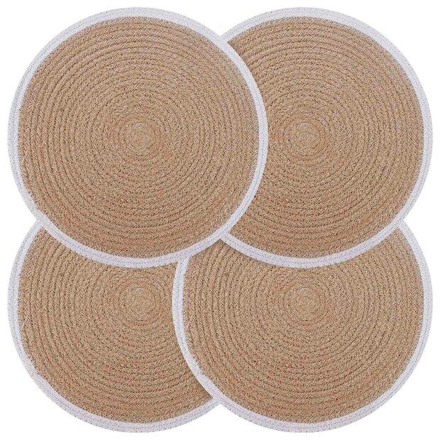 Jute placematten 4 st Natuurlijk en Wit 100% Tossa Jute 1