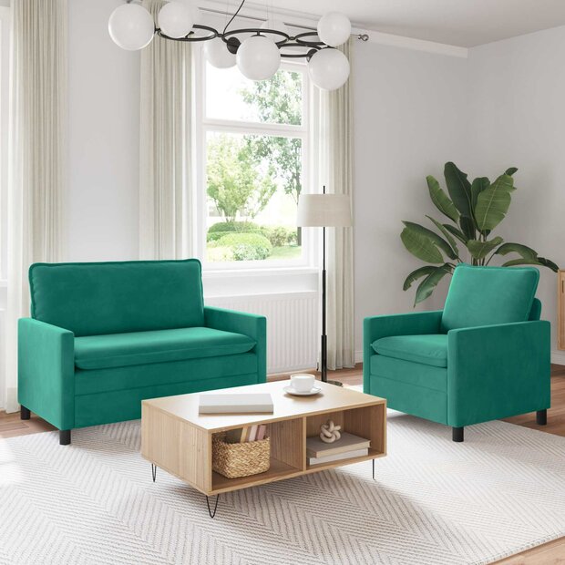 Bankstel 2 st Turquoise Fluweel 1