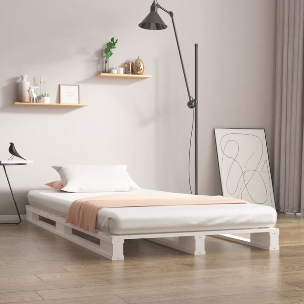 Palletbed massief grenenhout wit 75x190 cm 1