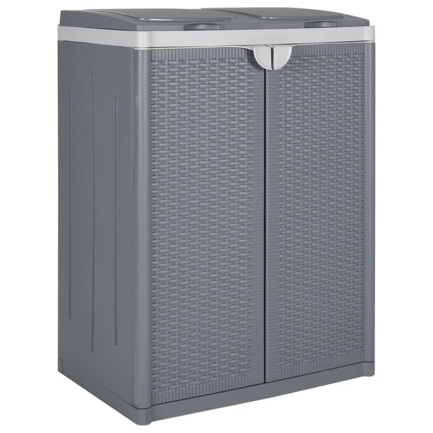 Vuilnisbak met 2 deuren 65x45x88 cm PP grijs 1