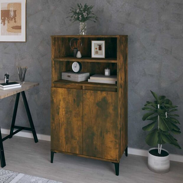 Hoge kast 60x36x110 cm bewerkt hout gerookt eikenkleurig 1