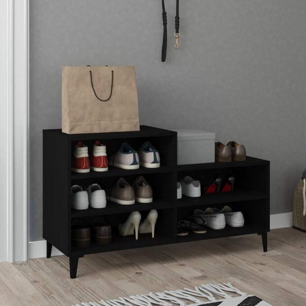 Schoenenkast 102x36x60 cm bewerkt hout zwart 1
