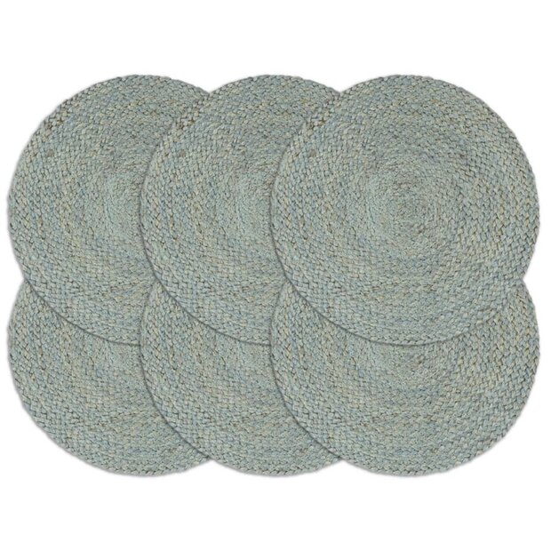Placemats 6 st rond 38 cm jute olijfgroen 1