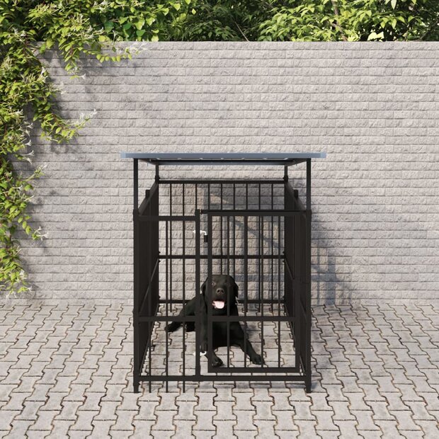 Hondenkennel met dak 1,88 m&amp;sup2; staal 1