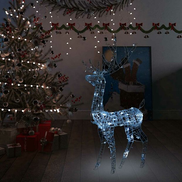 Kerstversiering rendier 140 LED&amp;apos;s koudwit 128 cm acryl 1
