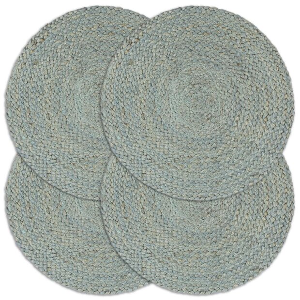 Placemats 4 st rond 38 cm jute olijfgroen 1