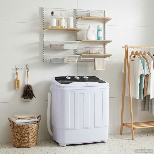 Mini Wasmachine met Twin Tub 3,6 kg Zwart en Wit 1
