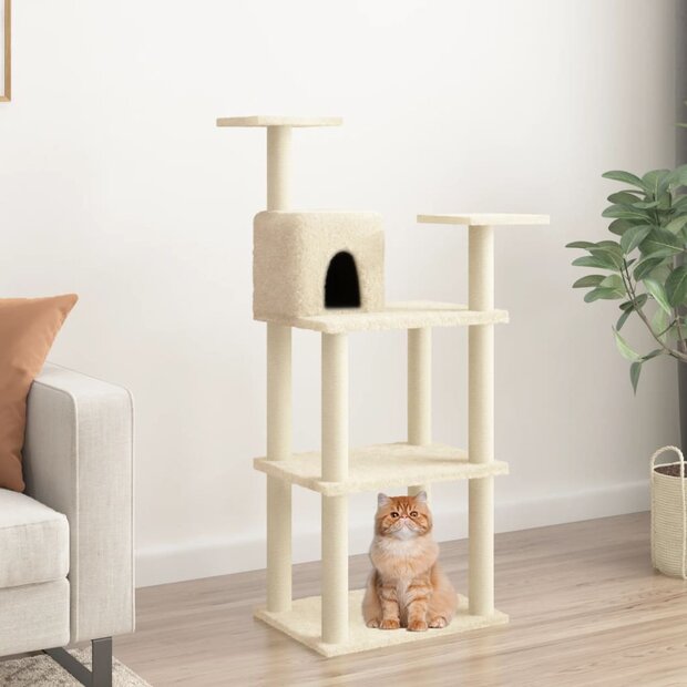 Kattenkrabpaal met sisal krabpalen 118,5 cm cr&amp;egrave;mekleurig 1