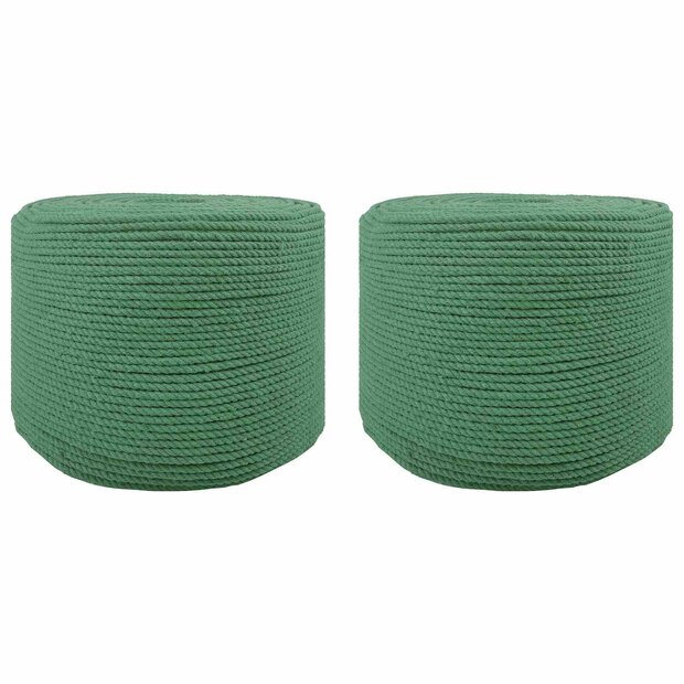 Katoen Touw 2 st 2 mm 100 m Groen 100% Katoen 1