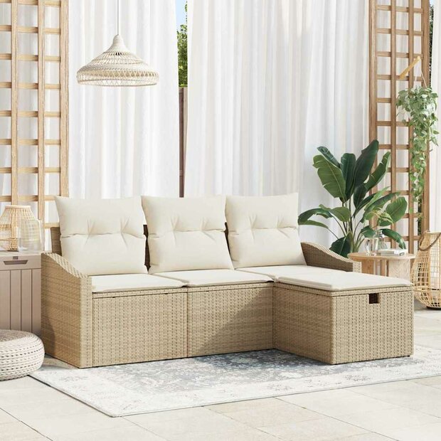 Bankstel 4 st poly rattan 1