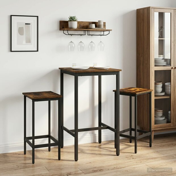 Barkruk 2 st Gerookt eiken 40 x 32 x 64 cm Bewerkt hout 1