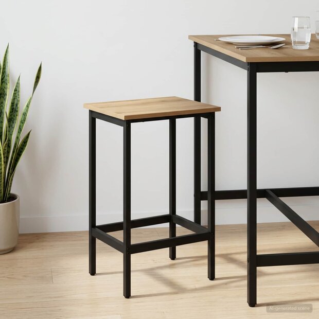 Barkruk Artisanaal eiken 40 x 32 x 64 cm Bewerkt hout 1