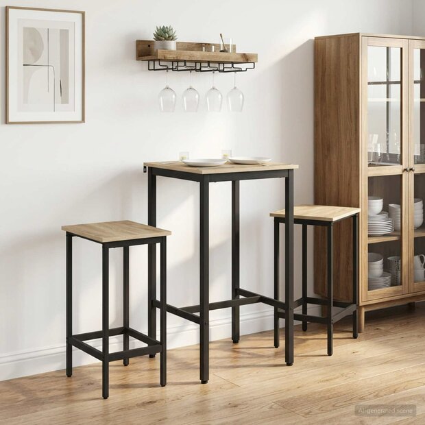 Barkruk 2 st Sonoma Eiken 40 x 32 x 74 cm Bewerkt hout 1