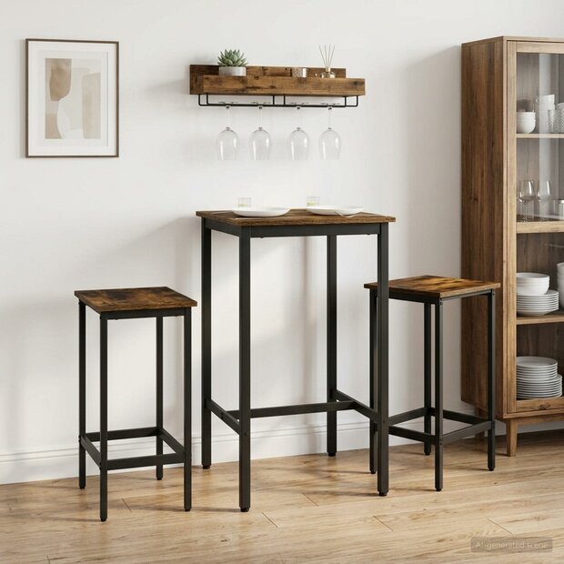Barkruk 2 st Gerookt eiken 40 x 32 x 74 cm Bewerkt hout 1