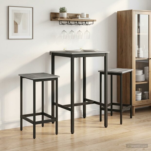 Barkruk 2 st Grijs Sonoma 40 x 32 x 74 cm Bewerkt hout 1
