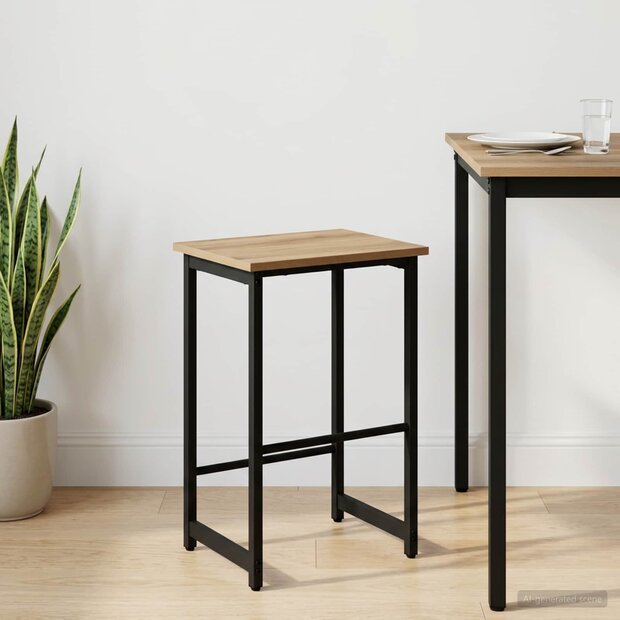 Barkruk Artisanaal eiken 40 x 32 x 74 cm Bewerkt hout 1