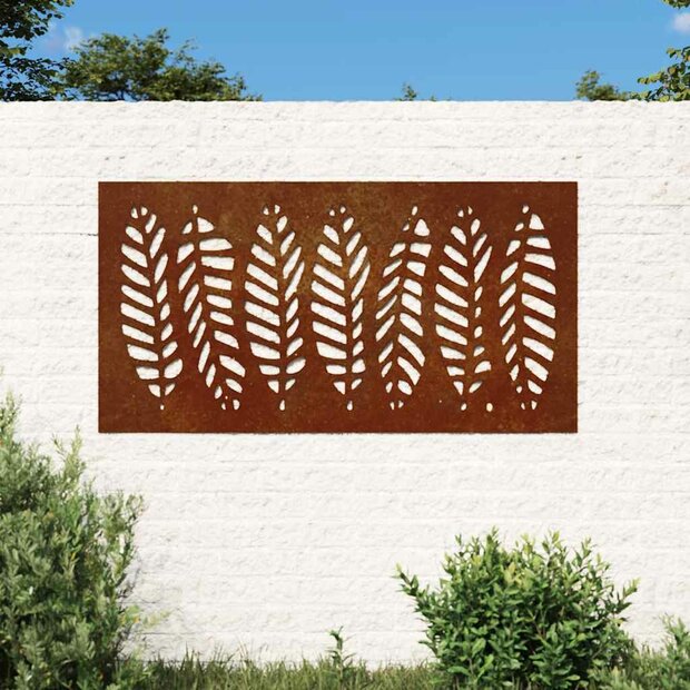 Wanddecoratie tuin bladontwerp 105x55 cm cortenstaal 1