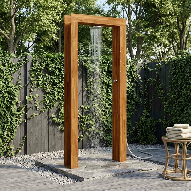 Buitendouche 226 cm Massief acaciahout en roestvrij staal 1