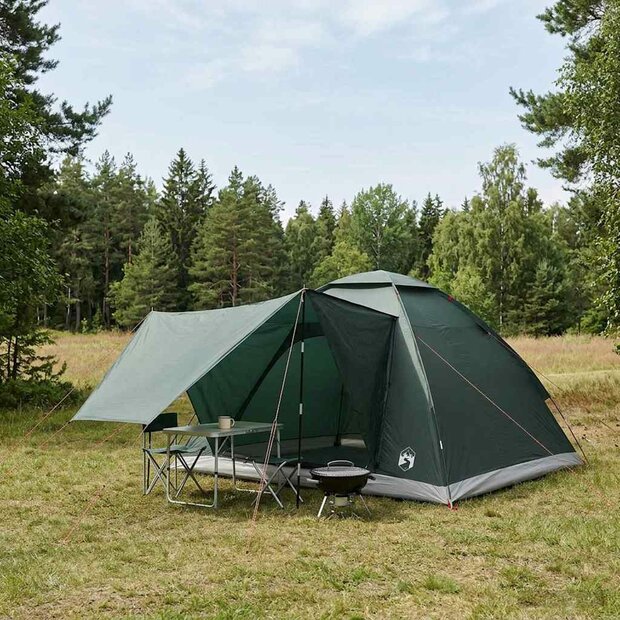 Kamperen tent 4-persoons Legergroen Polyester en staal 1