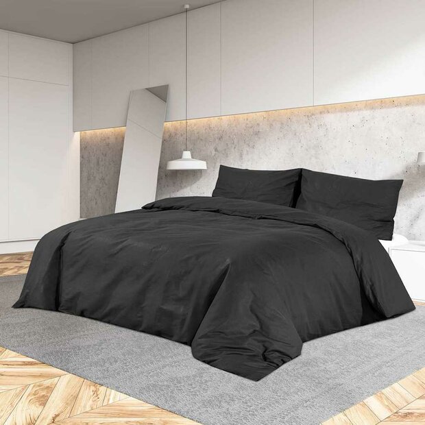 Dekbedovertrekset lichtgewicht 220x240 cm microvezel zwart 1