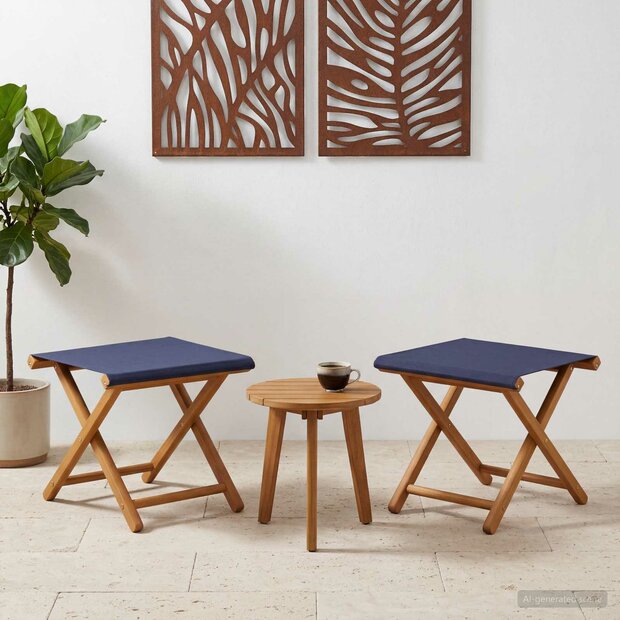 Ligstoel 2 pcs massief eucalyptushout Blauw 1