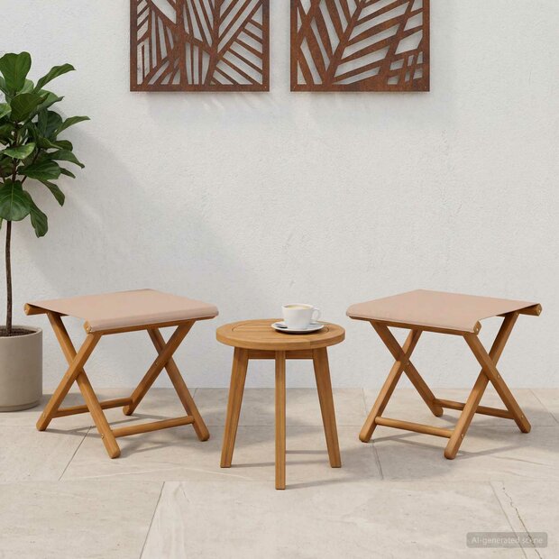 Ligstoel 2 st massief eucalyptushout Taupe 1