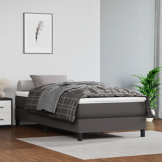 Boxspring bed kunstleer grijs 100x200 cm 1