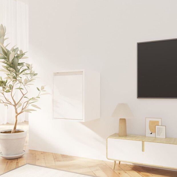 Wandkast 30x30x40 cm massief grenenhout wit 1