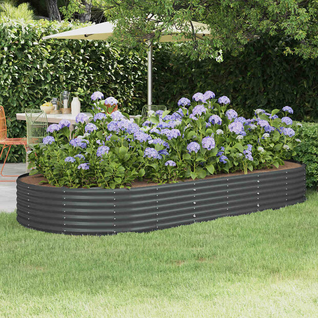 Verhoogde tuinbak gegalvaniseerd staal 296x140x36 cm antraciet 1