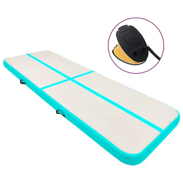 Gymnastiekmat met pomp opblaasbaar 700x100x20 cm PVC groen 1