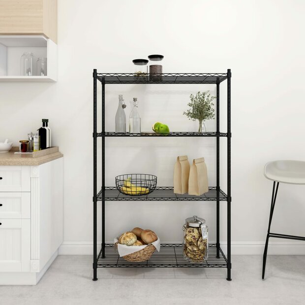 Opbergrek 4-laags 200 kg 90x35x137 cm zwart 1