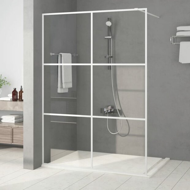 Inloopdouchewand 140x195 cm transparant ESG-glas wit 1