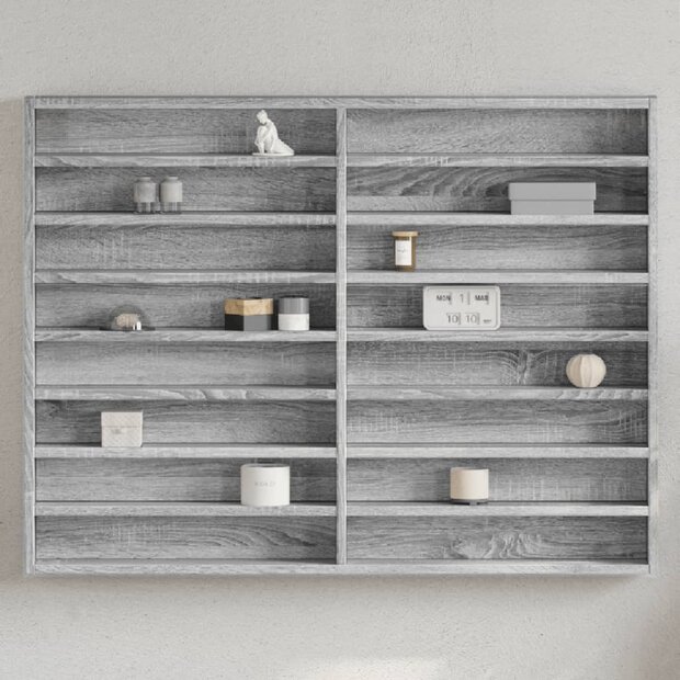 Vitrinekast 100x8,5x75 cm bewerkt hout grijs sonoma eikenkleur 1