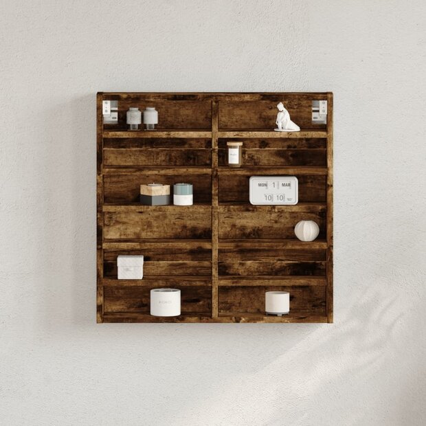 Vitrinekast 60x8,5x58 cm bewerkt hout gerookt eikenkleurig 1