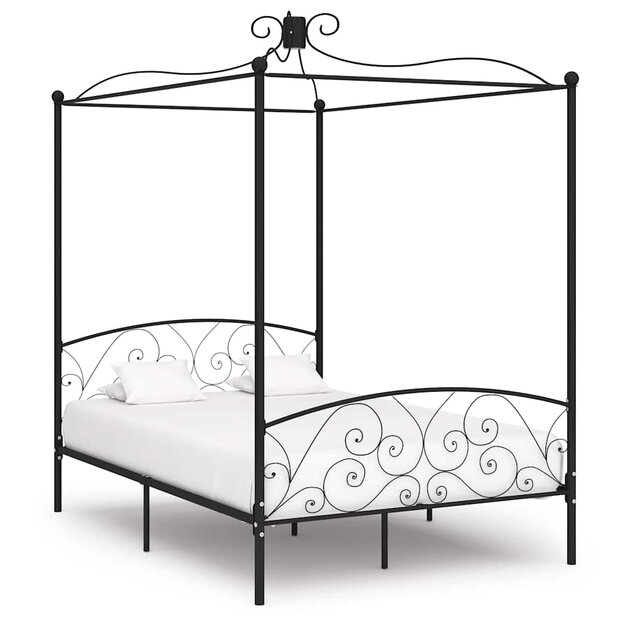 Hemelbedframe metaal zwart 140x200 cm 1