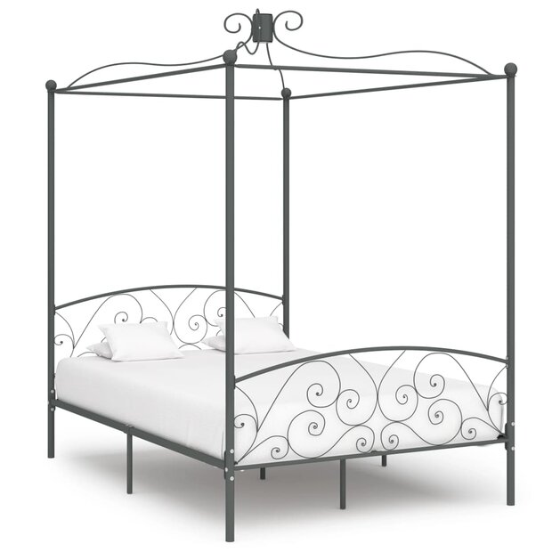 Hemelbedframe metaal grijs 140x200 cm 1