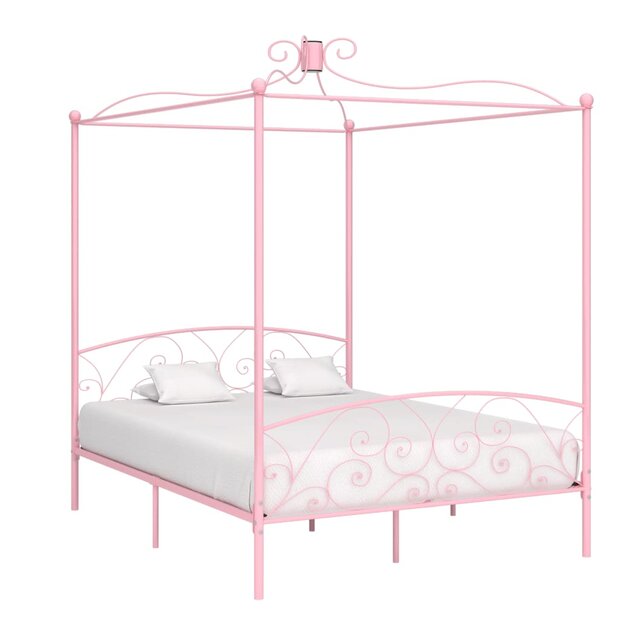 Hemelbedframe metaal roze 180x200 cm 1