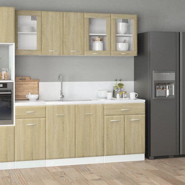4-delige Keukenkastenset Lyon bewerkt hout sonoma eikenkleurig 1