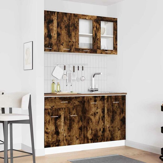 Keuken Eenheid LYON 4 st Gerookt eiken Bewerkt hout 1