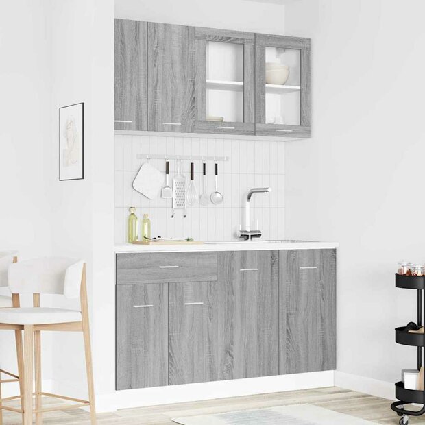 Keuken Eenheid LYON 4 st Grijs Sonoma Bewerkt hout 1