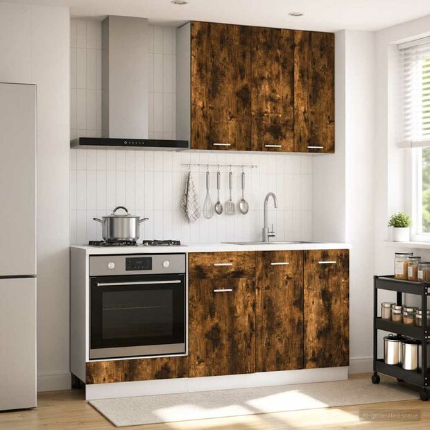 Keukenblok LYON 5 st Gerookt eiken Bewerkt hout 1