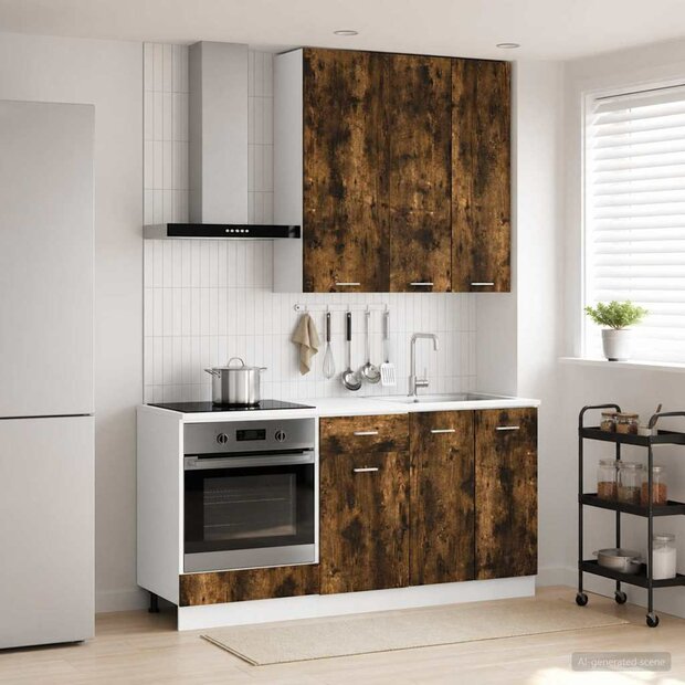 Keukenblok LYON 5 st Gerookt eiken Bewerkt hout 1