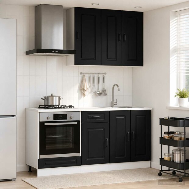 Keukenblok KALMAR 5 st Zwart Bewerkt hout 1