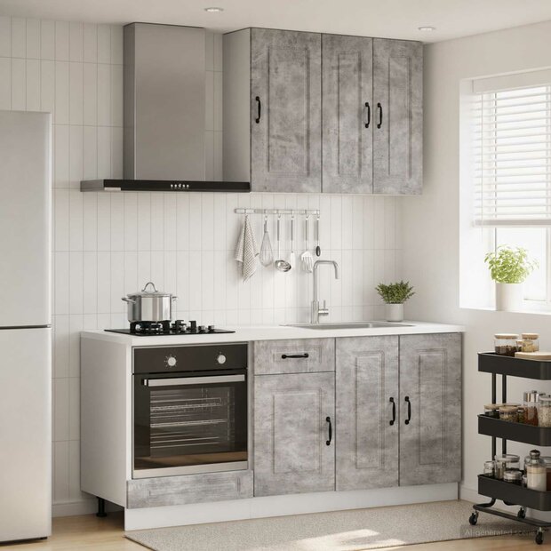 Keukenblok KALMAR 5 st Betongrijs Bewerkt hout 1