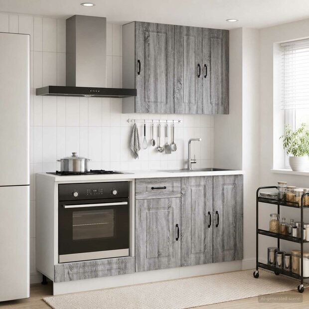 Keukenblok KALMAR 5 st Grijs Sonoma Bewerkt hout 1