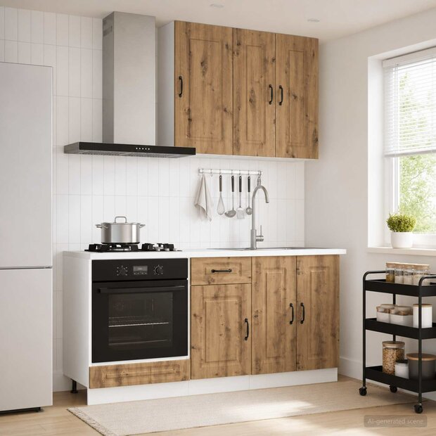 Keukenblok KALMAR 5 st Artisanaal eiken Bewerkt hout 1